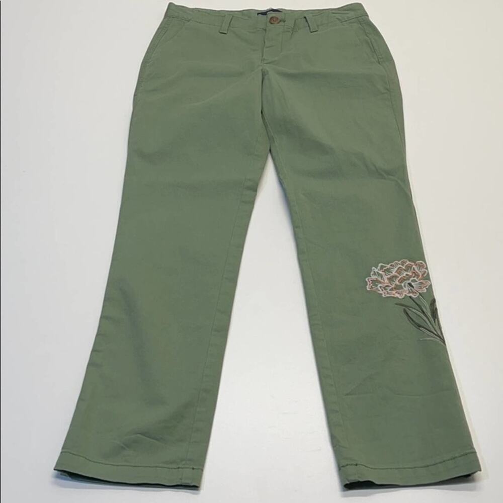 GAP Womens 0 Green Cotton Flower Ankle Pants